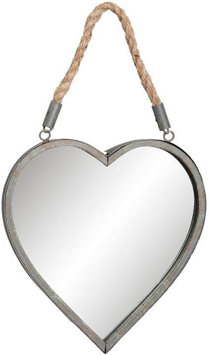 Clayre & Eef Wandspiegel Hart 27*3*29 cm Grijs Ijzer Grote Spiegel