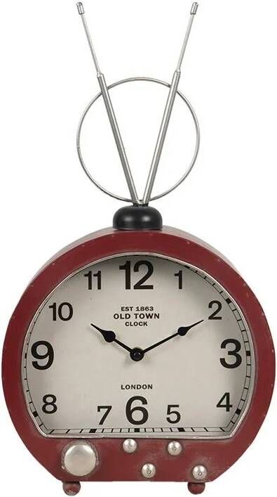 Clayre & Eef Tafelklok 26x10x47 cm Rood Metaal Rond Tafelklokken