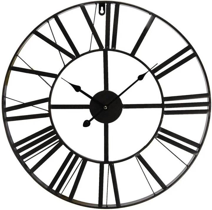 Clayre & Eef Wandklok Ø 50 cm Zwart Metaal Rond Muurklok