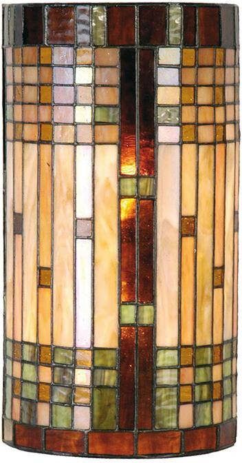 Clayre & Eef tiffany wandlamp cilinder compleet armadillo serie groen geel multi colour ijzer glas