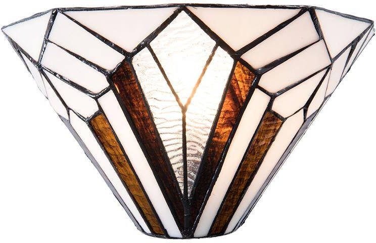 Clayre & Eef wandlamp tiffany 31x16x16 cm e14 max. 1x40 watt bruin wit ijzer glas
