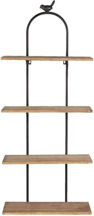 Clayre & Eef Wandrek 36x14x90 cm Bruin Hout Ijzer Rechthoek Wandplank