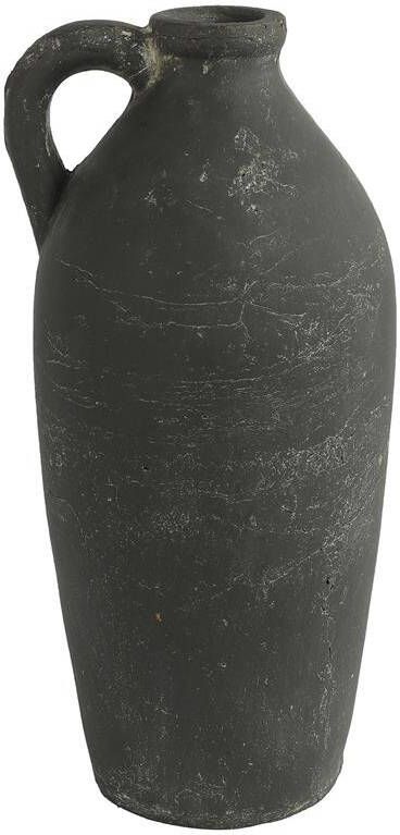 Countryfield Bloemenvaas Amphore kruik Marvin antraciet grijs keramiek D14 x H32 cm Vazen