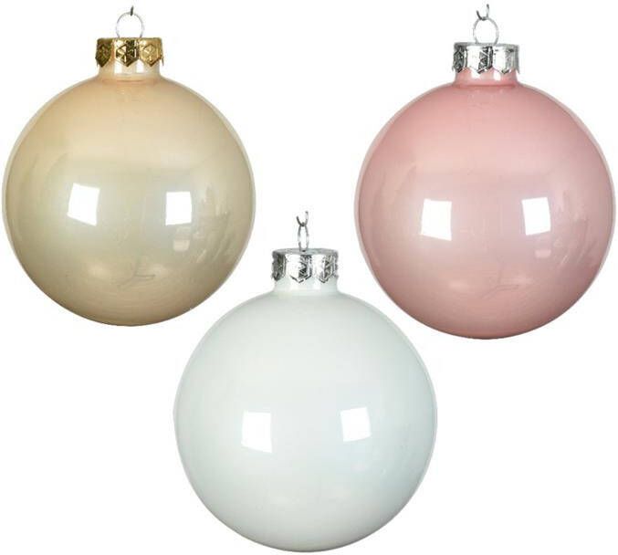 Decoris Kerstballen 49 stuks lichtroze|parel|wit glas 6 cm