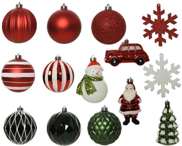 Decoris Kersthangers ornamenten 25ST rood wit groen
