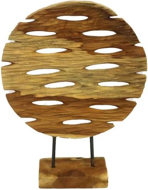 Dijk Natural Collections DKNC Teakhout ornament op voet 28x10x40 cm Natuurlijk