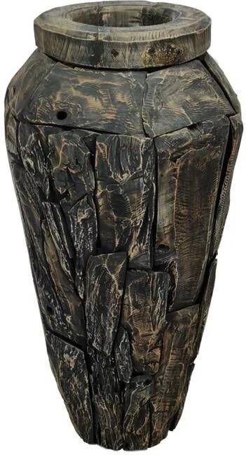 Dijk Natural Collections DKNC Vaas Allentown erosie hout -37x78cm Zwart