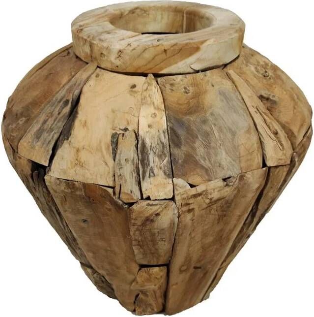 Dijk Natural Collections DKNC Vaas Allentown Erosie hout 55x59cm Bruin