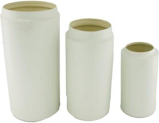 Dijk Natural Collections DKNC Vaas Baku Metaal 18x39cm Set van 3 Wit