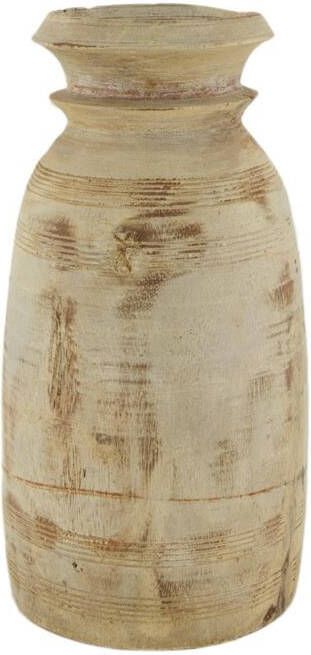 Dijk Natural Collections DKNC Vaas hout 15x15x35cm Cream
