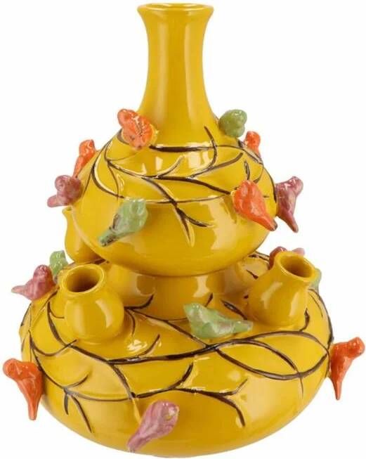 DK Design vaas Spring Birds tulpenvaas geel D23 x H25 cm