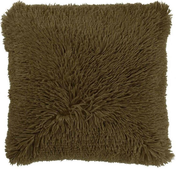 Dutch Decor kussenhoes FLUFFY 60x60 cm Military Olive