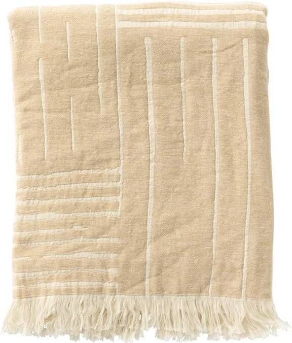 Dutch Decor Plaid 140x180 cm STEFANO strepen & franjes beige