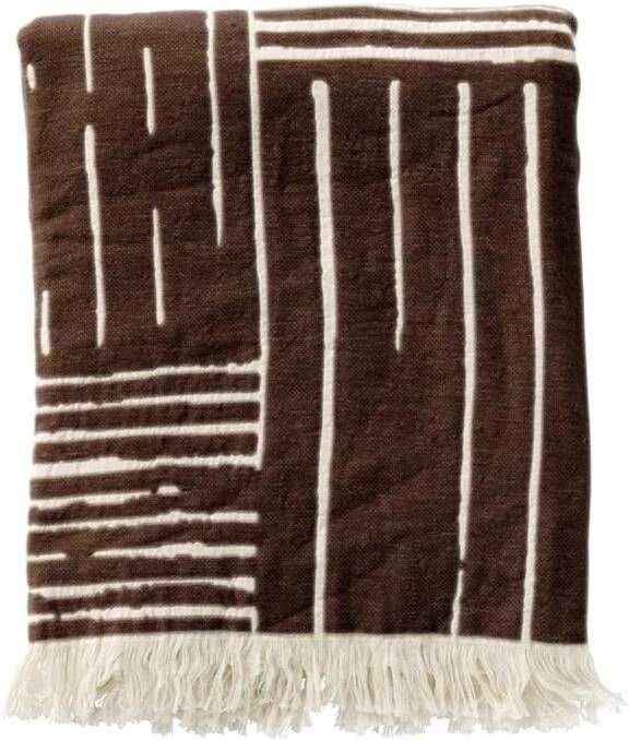 Dutch Decor Plaid 140x180 cm STEFANO strepen & franjes bruin