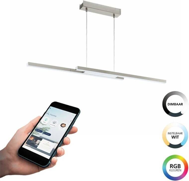 EGLO  connect.z Fraioli-Z Smart Hanglamp - 105 5 cm - Grijs Wit - Instelbaar RGB & wit licht - Dimbaar - Zigbee