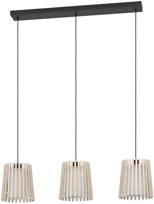 EGLO Fattoria Hanglamp E27 90 cm Zwart Bruin Wit Hout Textiel