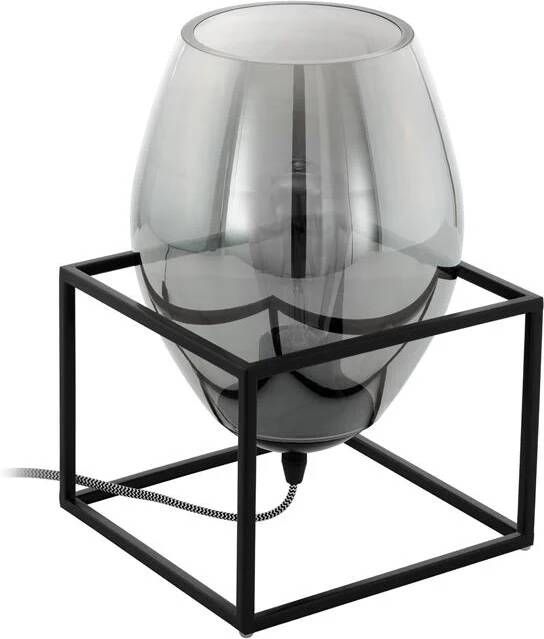 EGLO tafellamp E27 Olival 1 zwart rookglas