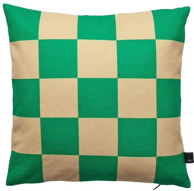 FEST Amsterdam FÉST Checks kussen 45x45 Green|Sand