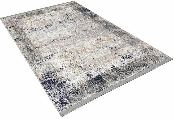 FlyCarpets Adrasos Vintage Donkerblauw Vloerkleed Lijstmotief