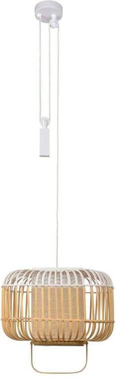 Forestier Bamboo square hanglamp small white
