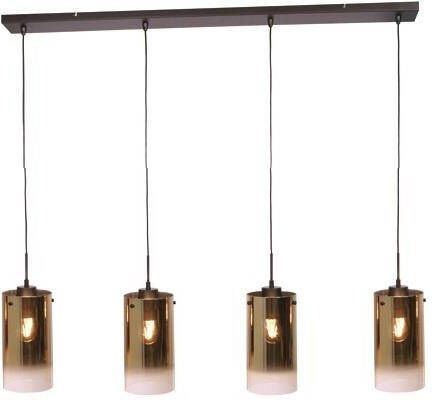 Freelight Hanglamp Ventotto Zwart & Gold Glas 4 Lichts