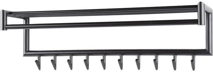 Giga Meubel Kapstok Donkergrijs 10 Haken 100x27x30cm Roede