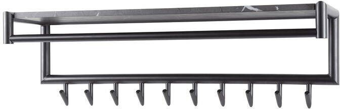 Giga Meubel Kapstok Zwart 10 Haken 100x27x30cm Hoedenplank
