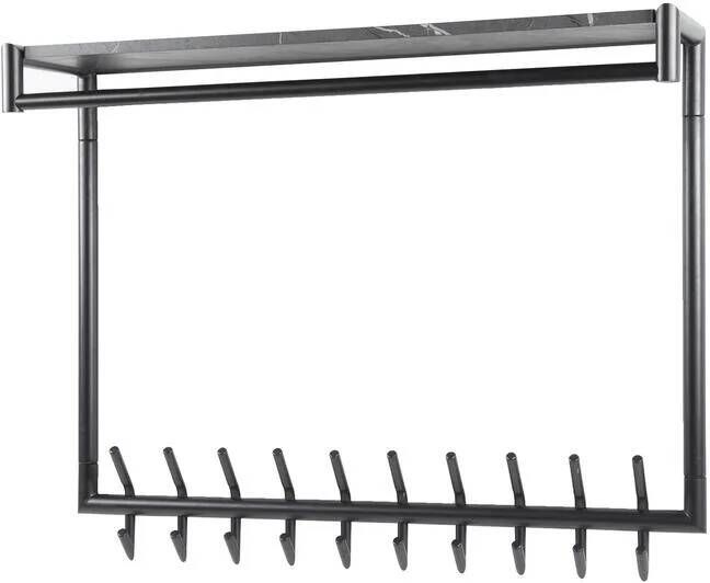 Giga Meubel Kapstok Zwart 20 Haken 100x27x80cm Hoedenplank