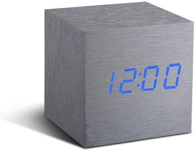 Gingko Cube click clock Alarmklok Aluminium|LED Blauw