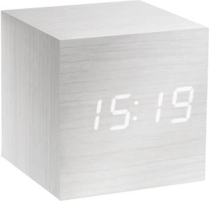 Gingko Cube click clock Alarmklok Wit LED Wit