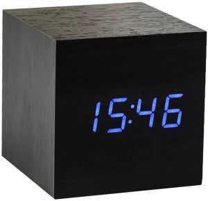 Gingko Cube click clock Alarmklok Zwart LED Blauw