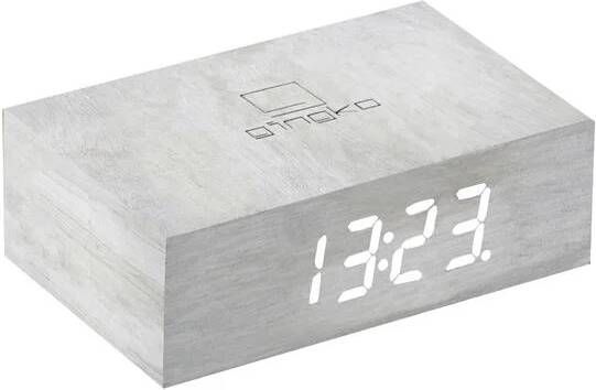 Gingko Flip Click Clock Alarmklok Beuken|LED Wit