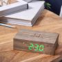 Gingko Flip Click Clock Alarmklok Essenhout LED groen - Thumbnail 1