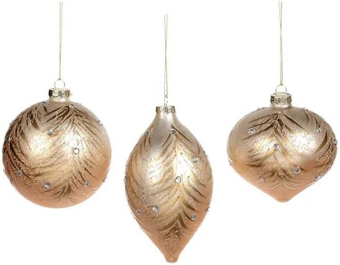 Goodwill Kerstbal Glas Goud D 10 cm Voordeelaanbod Ass. 3 stuks