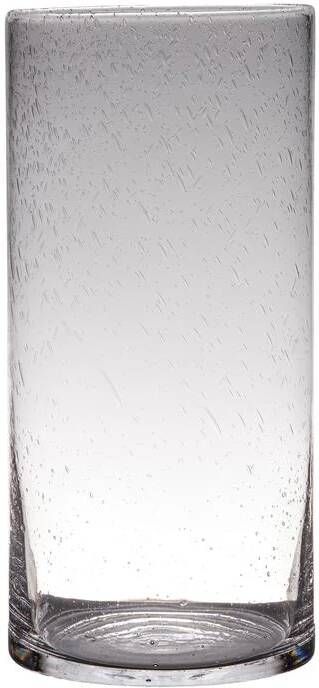 Hakbijl Glass Transparante home-basics Cylinder vorm vaas vazen van bubbel glas 40 x 19 cm Bloemen takken boeketten vaas voor binnen gebruik Vazen