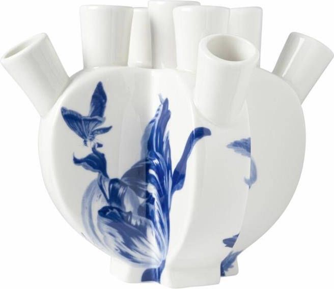 Heinen Delfts Blauw | Tulpenvaas Hartvorm Tulp | H 17 cm.
