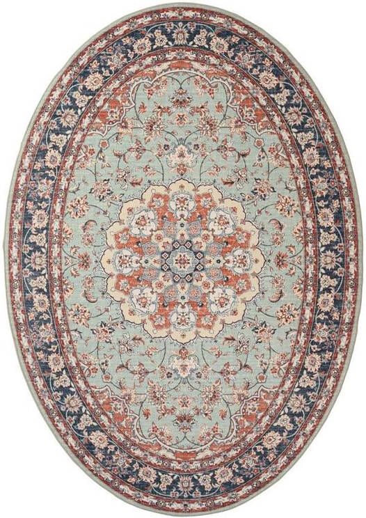 Heritaged Buitenkleed ovaal Vintage Valenca Nova saliegroen|rood