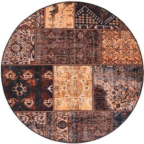 Heritaged Rond patchwork vloerkleed Fade No.1 goud|bruin 152 cm