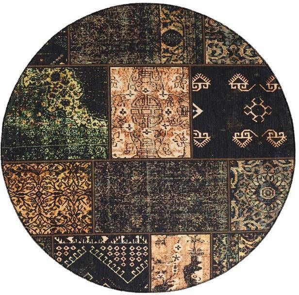 Heritaged Rond patchwork vloerkleed Fade No.1 olijfgroen 305 cm