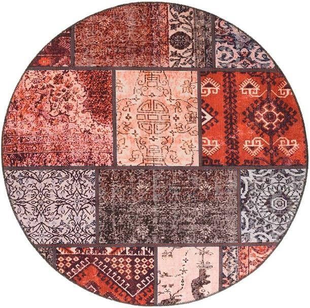 Heritaged Rond patchwork vloerkleed Fade No.1 rood|multi 230 cm