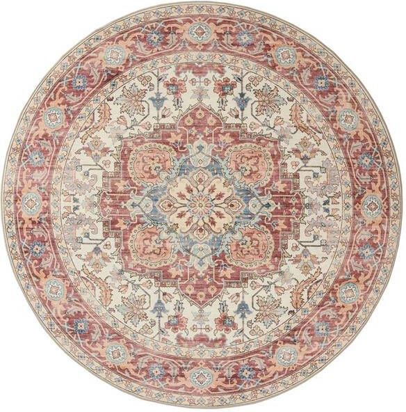Heritaged Rond Vintage buitenkleed Valenca Fino crème|rood 230 cm