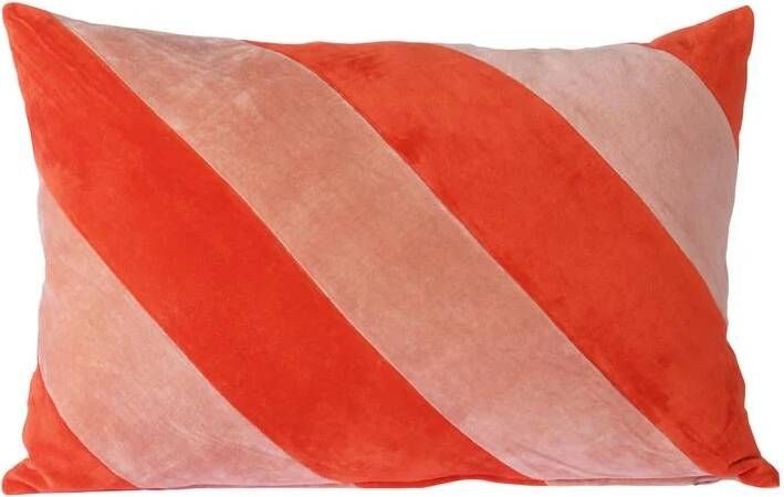 HKliving Striped Velvet Sierkussen 40 x 60 cm Rood Roze