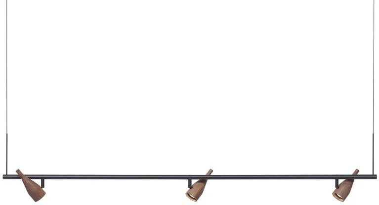 Hollands Licht Timber Line 3 hanglamp LED walnoot zwart