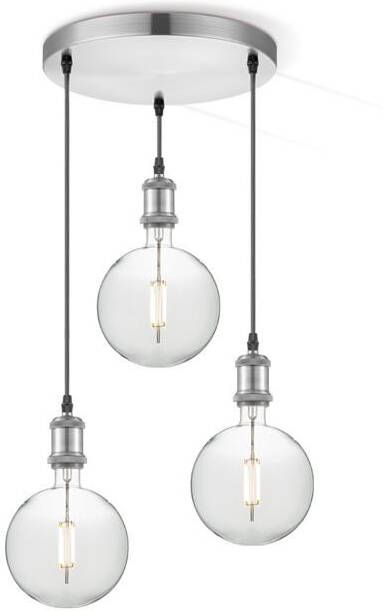 Home Sweet Home hanglamp chroom rond Globe 3L G125 dimbaar E27 helder