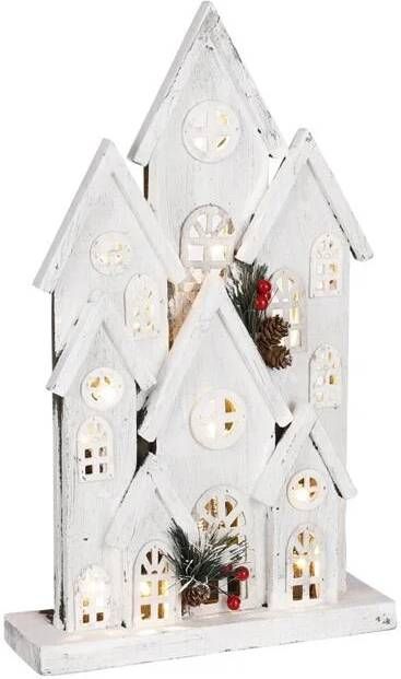House of Seasons Huis Decoratief Object 26x8x43 cm Hout Wit
