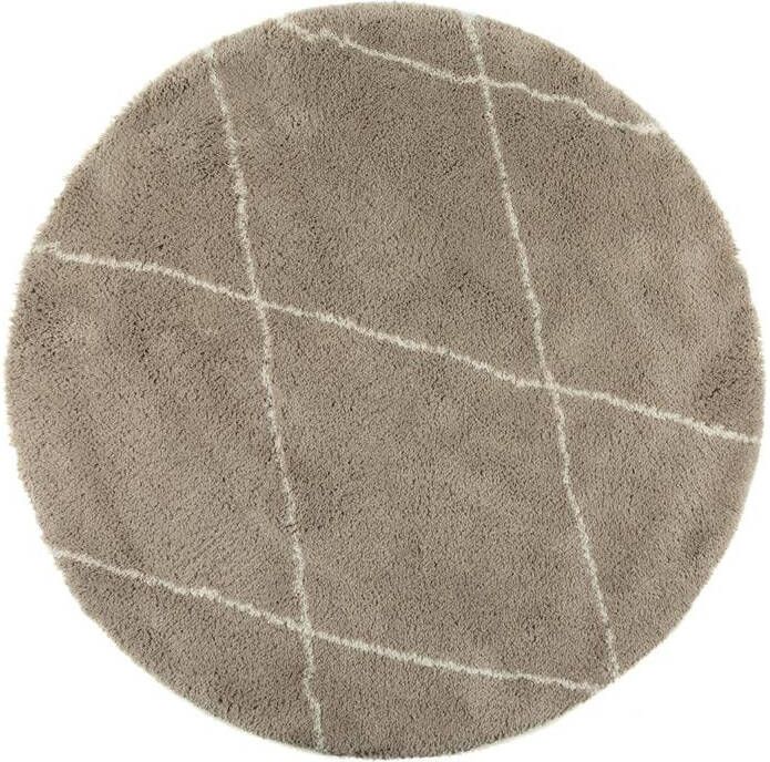 Interieur05 Berber vloerkleed rond hoogpolig Zand Cream 200 Ø (L) scandinavisch nea