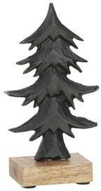 J-Line dennenboom Ori hout|aluminium zwart small 2 stuks