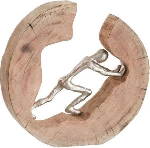 J-Line figuur Duwen hout|aluminium naturel|zilver