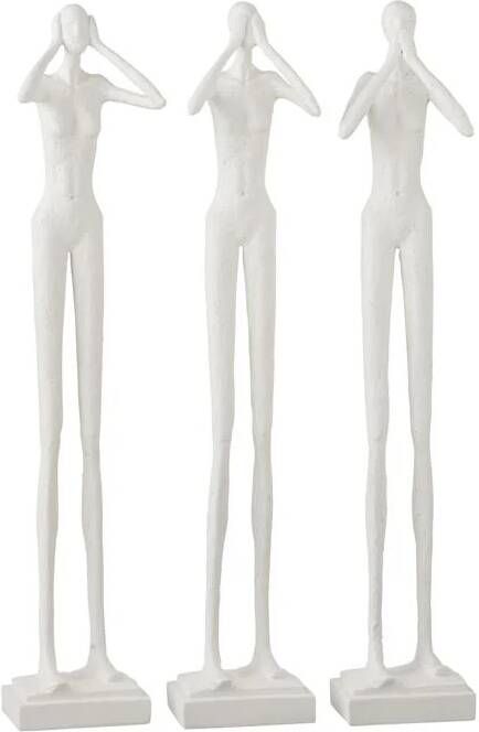 J-Line figuur Horen|Zien|Zwijgen polyresin wit 3 stuks