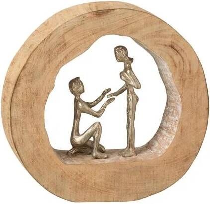 J-Line Figuur Koppel Huwelijks Aanzoek Mangohout|Aluminium Naturel|
